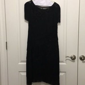 Cartise size 12 beaded and fringe black dress